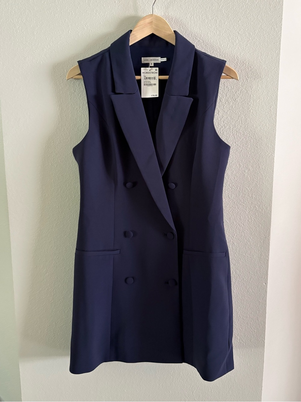 Good American Sleeveless Blazer Dress - Navy NWT medium